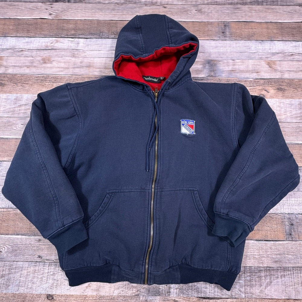 Dunbrooke New York Rangers Full Zip Hoodie Navy Blue Large Thermal Lined NHL‎